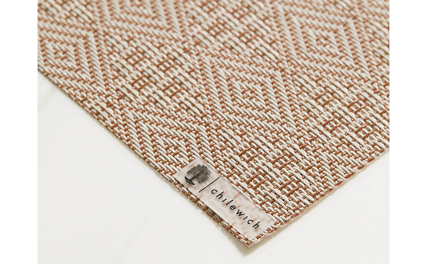 Chilewich Boxwood Geometric Lace  Weave Rectangle Placemat – Burnt Coral