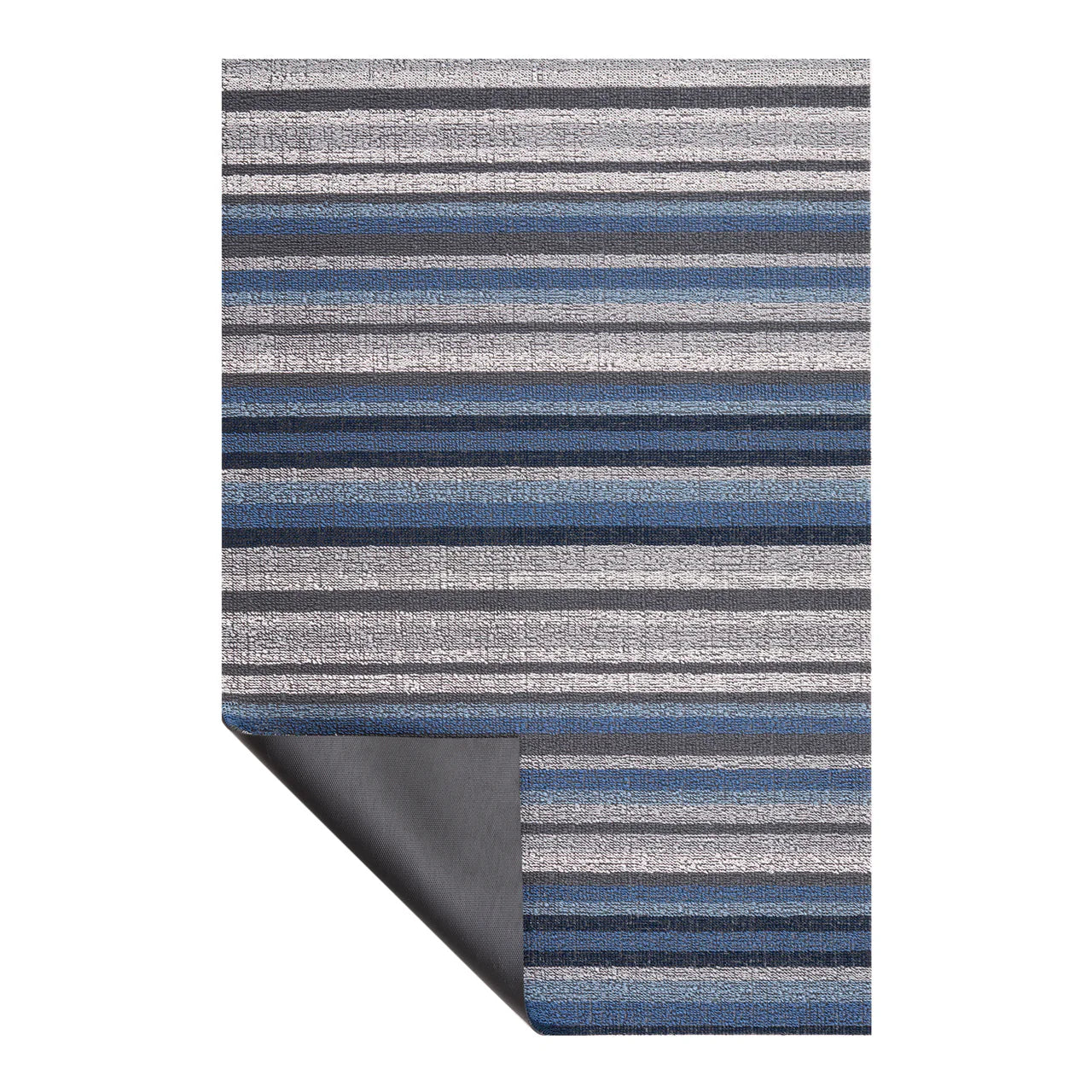 Chilewich Horizon Stripe Shag Door Mat – Deep Sea – 18" x 28"