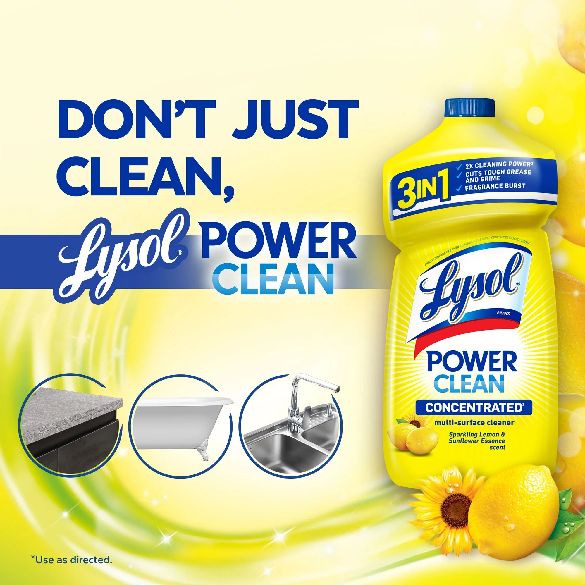 Lysol Multi-Surface Cleaner Concentrate | Sparkling Lemon & Sunflower Scent – 28 oz.