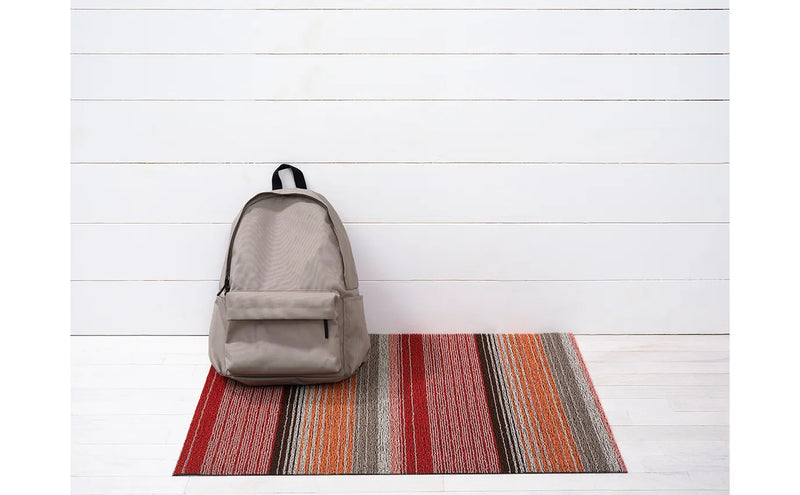 Chilewich Pop Stripe Shag Doormat – Paprika – 18" x 28"