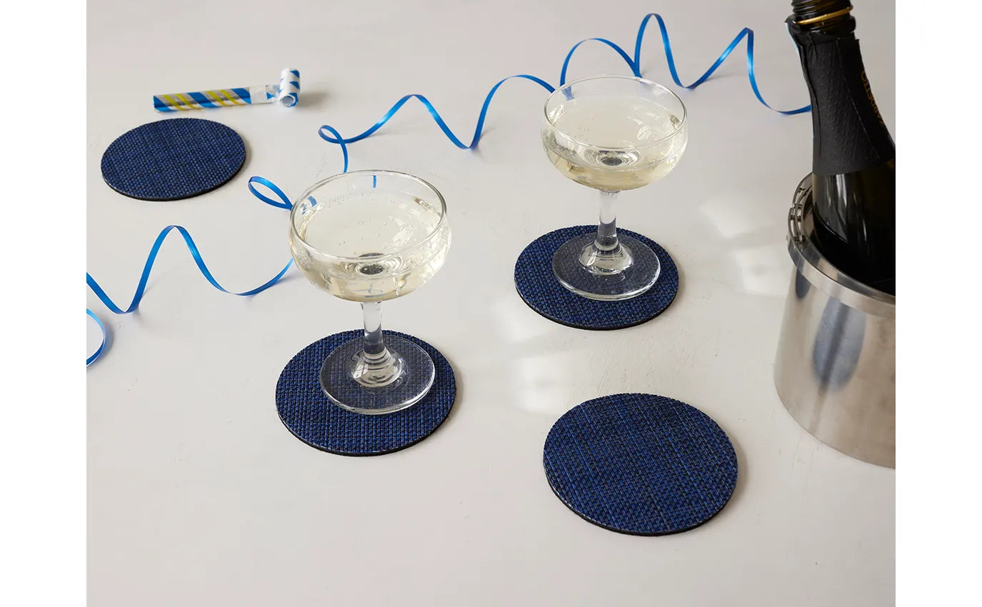 Chilewich Mini Basketweave Coasters - Indigo – Set of 4