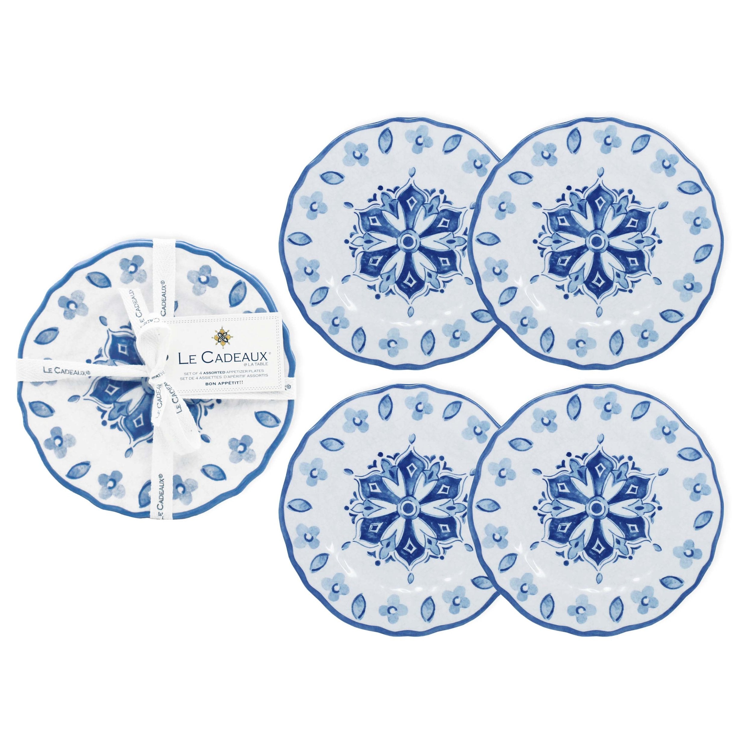 Le Cadeaux 6.5" Appetizer Plates – Set of 4 – Moroccan Blue