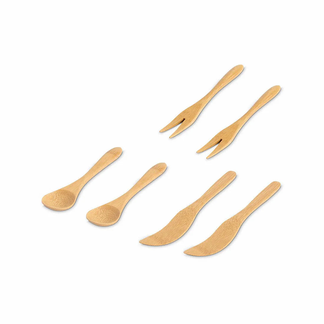 Mini Bamboo Charcuterie Serving Set - Set of 6