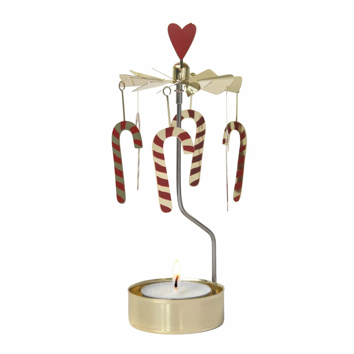 Talla Rotary Tealight Spinning Candle Holder – Candy Cane – 2.8" x 6.5"