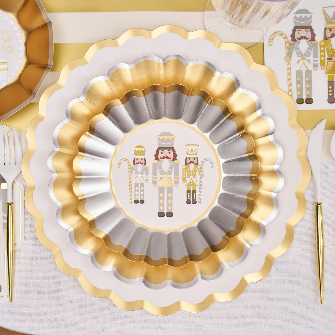 Sophistiplate Scalloped Edge Paper Salad Plates – Gilded Nutcracker – 8" – 8pk