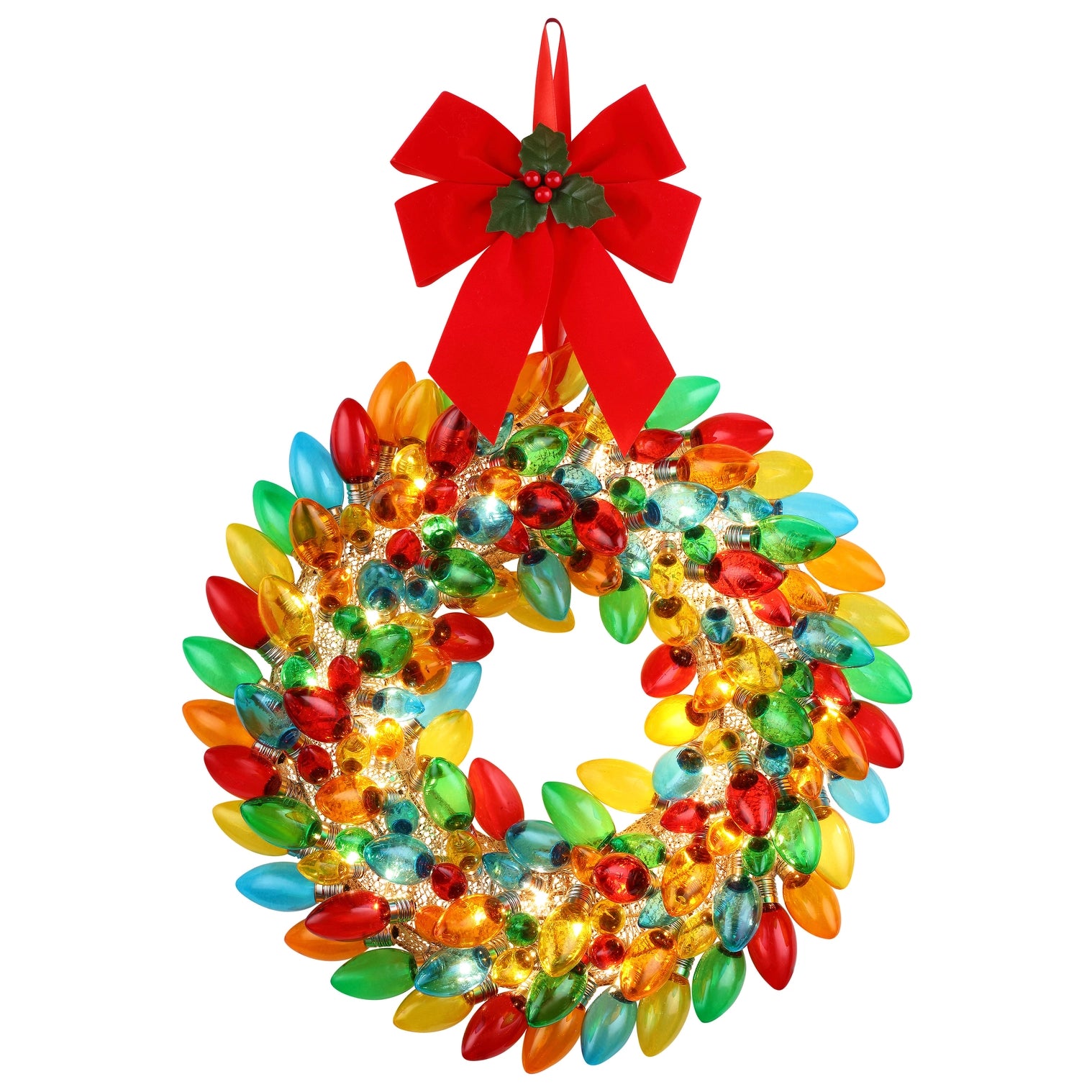 Mr. Christmas Multi Color Festive Retro Bulb Wreath – 17"