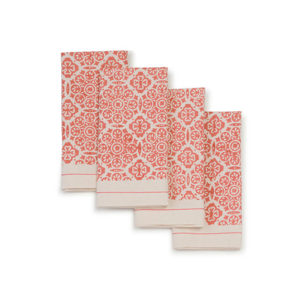 Sustainable Threads Cotton Cloth Napkins – Mosaic Rose – Set of 4