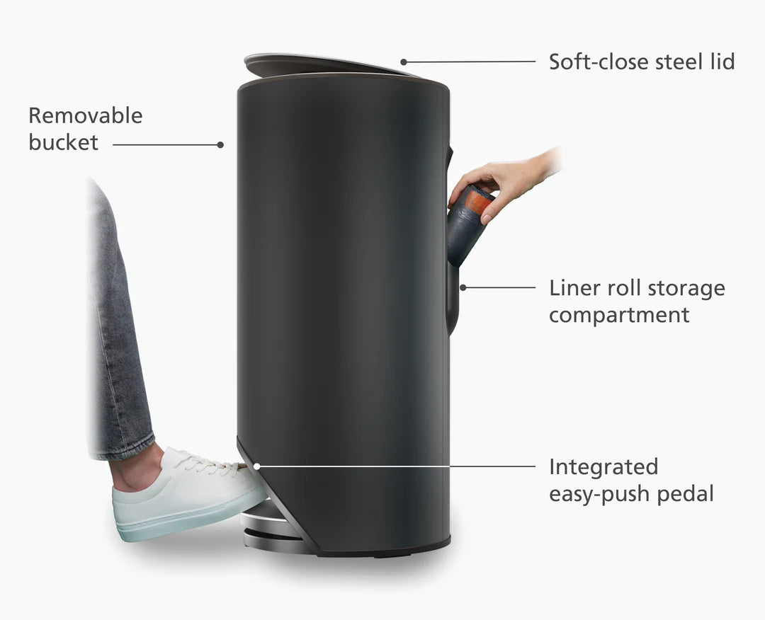 Joseph Joseph Arc 30L Easy-push Pedal Trash Can – Matt Black