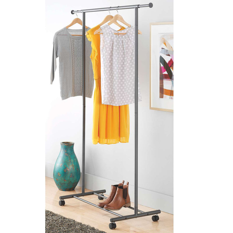 Adjustable clothes discount rack on wheels