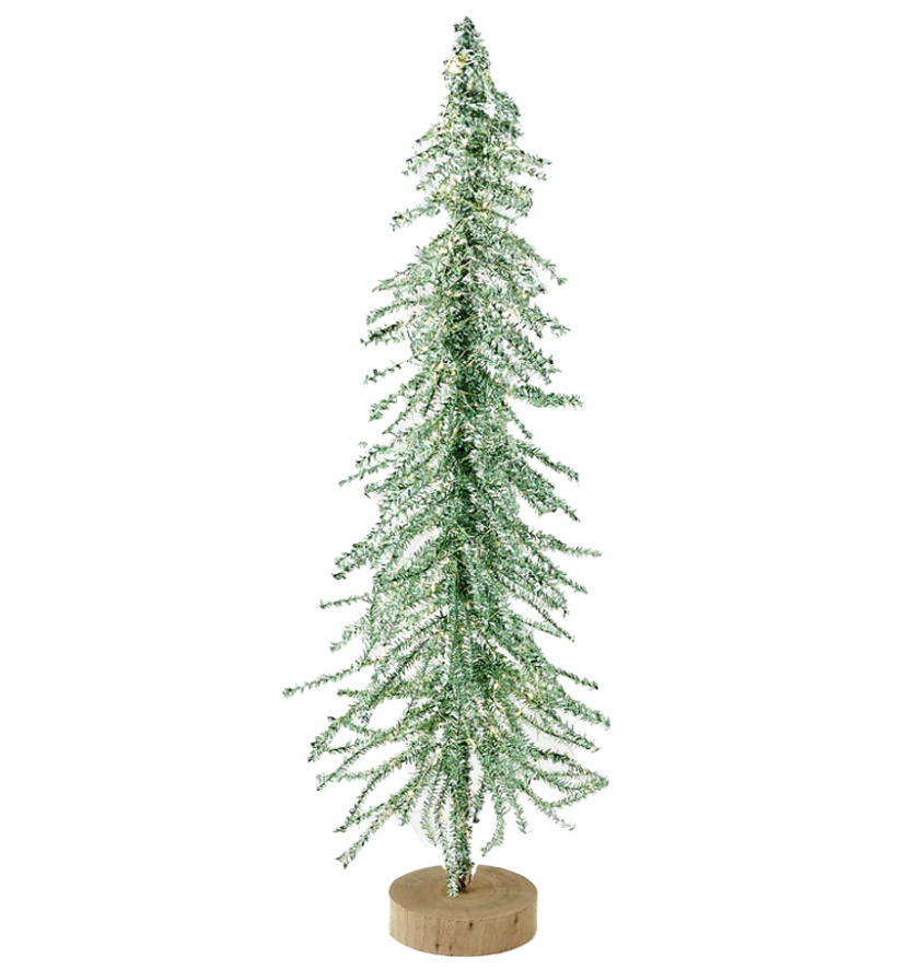 Tinsel Tree w/LED Lights & Adapter – Green – Large 30"