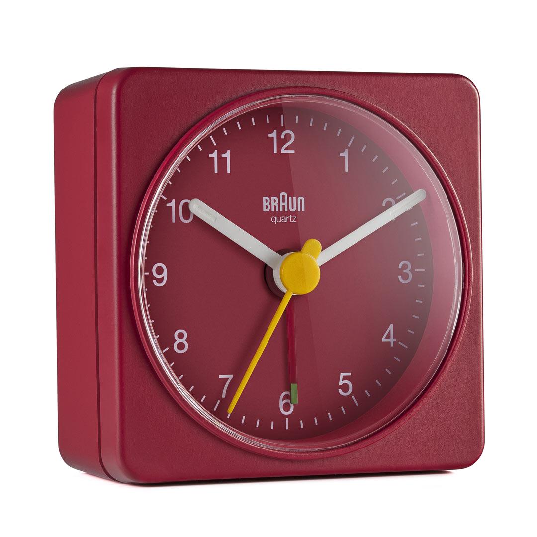 Braun Classic Travel Analogue Alarm Clock With Crescendo Beep – Red