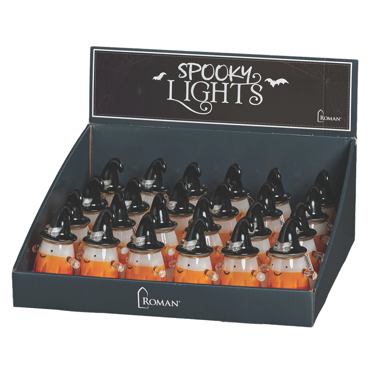 Light Up Mini LED Halloween Candy Corn Figure with Witch Hat – 3.5"