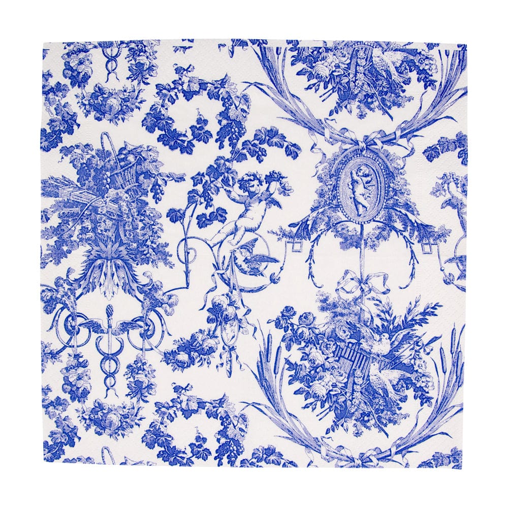 Caspari Romantic Toile Blue Paper Cocktail Napkins - 20pk