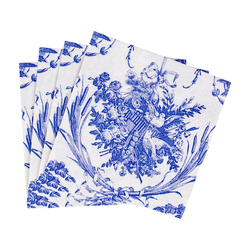 Caspari Romantic Toile Blue Paper Cocktail Napkins - 20pk