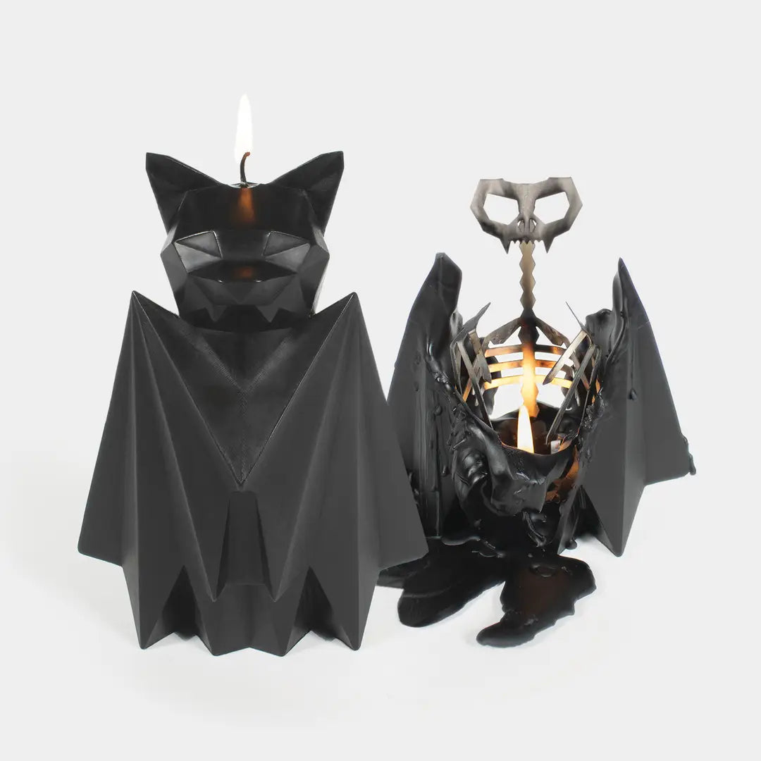 Pyropet Blaka Black Bat Candle With Hidden Skeleton Inside
