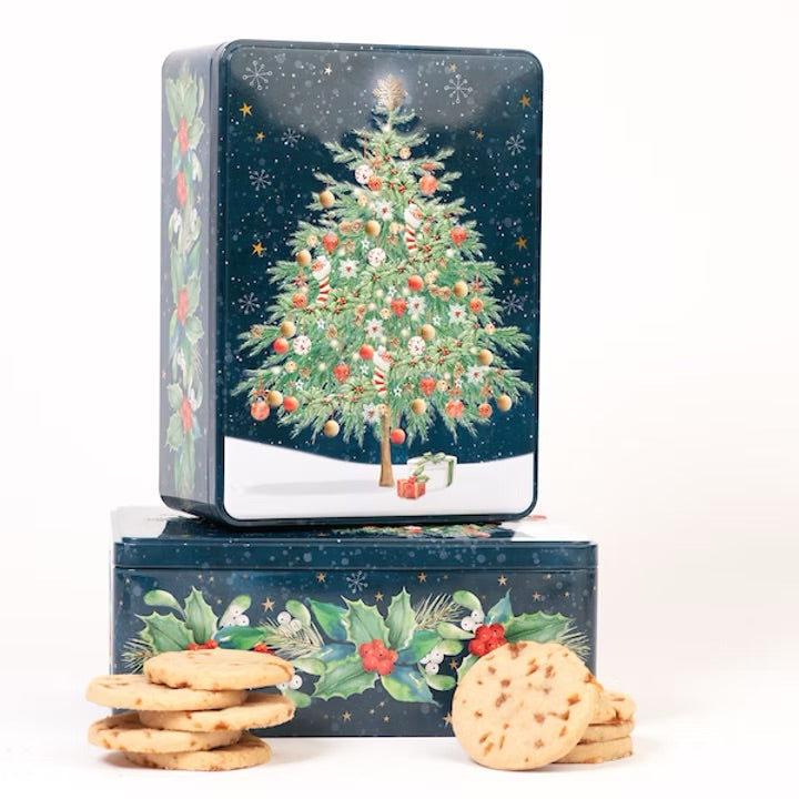 Cookie Filled Christmas Tree Rectangle Tin – 8"x 6" – 10.5oz