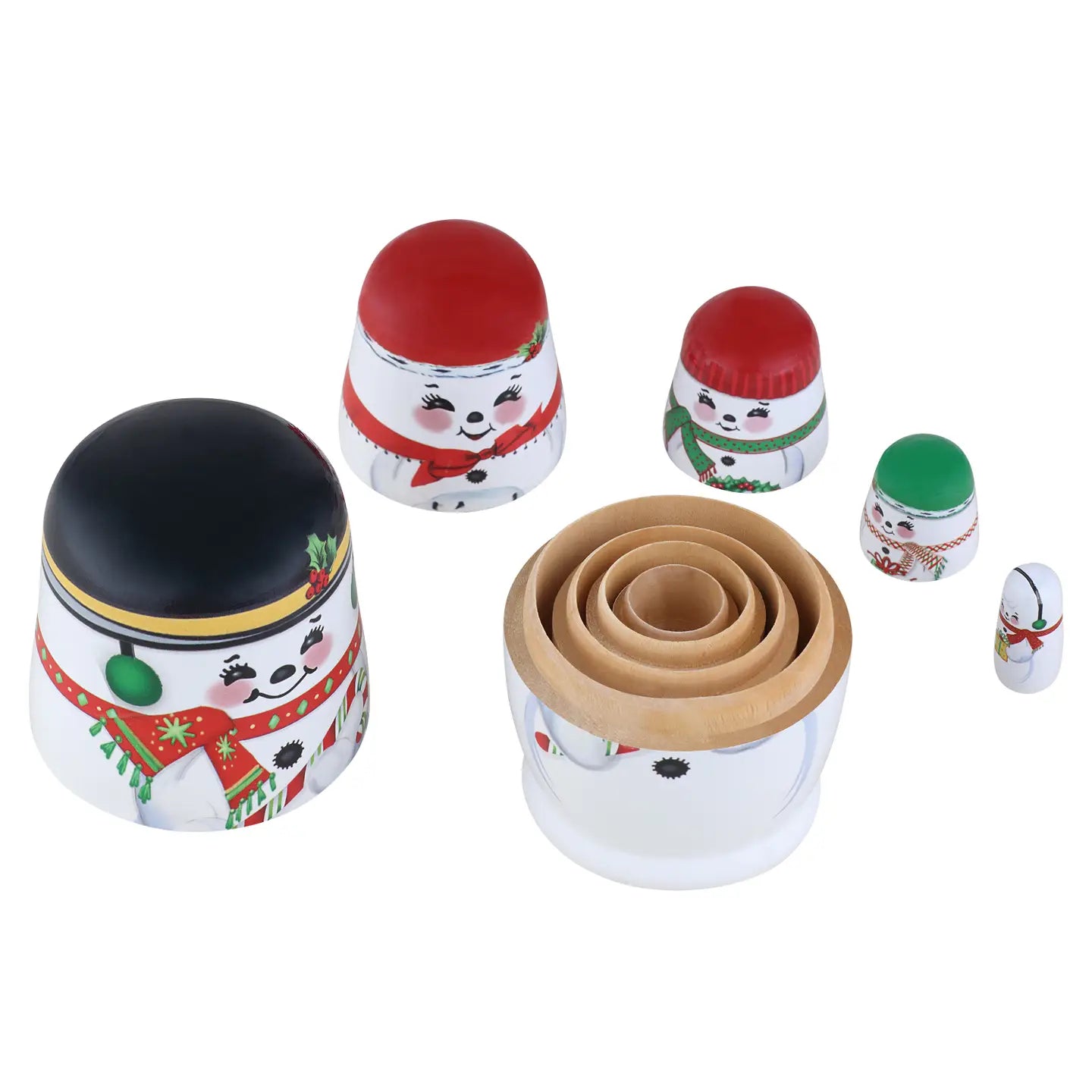 Mr. Christmas Nesting Wood Figures - Set of 5 – Snowman Family