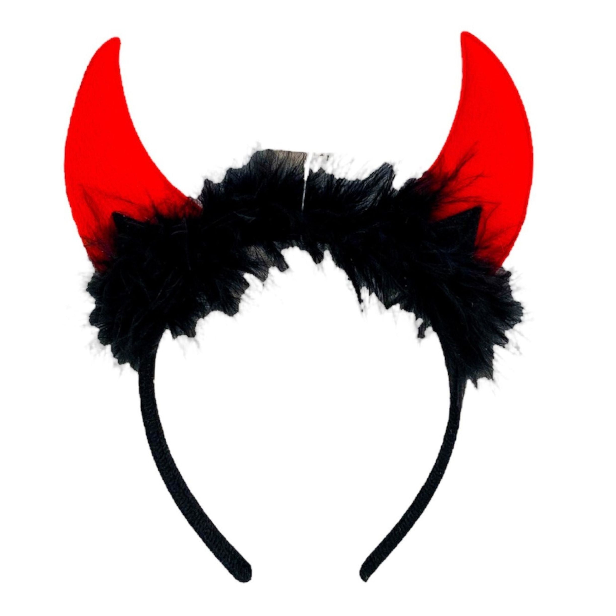 Halloween Ear Headband with Red Light Up Horns