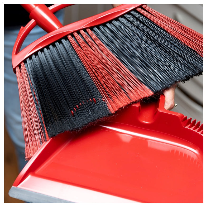 O-Cedar PowerCorner Angle Broom with Step-On Dust Pan & Steel Handle – 57"