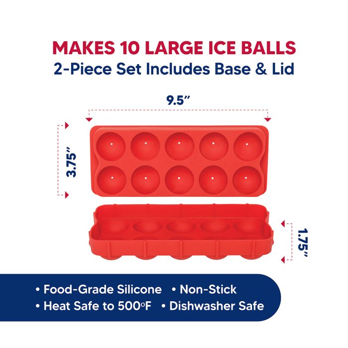 Kitchen Food-Grade Silicone Cannonball Ice Tray – Makes 10 Ice Balls