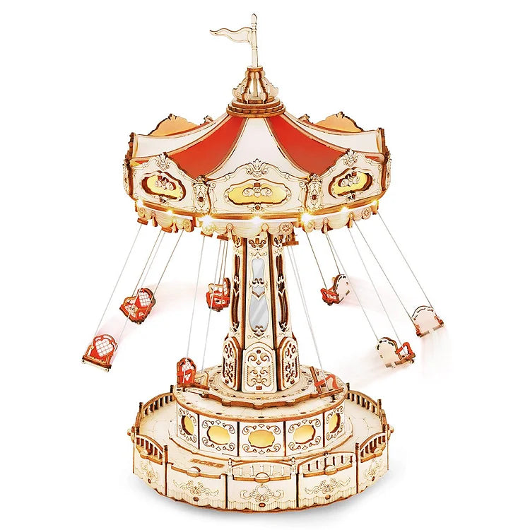 Music Box 3D Wooden Puzzle Kit for Kids & Adults – Swing Ride