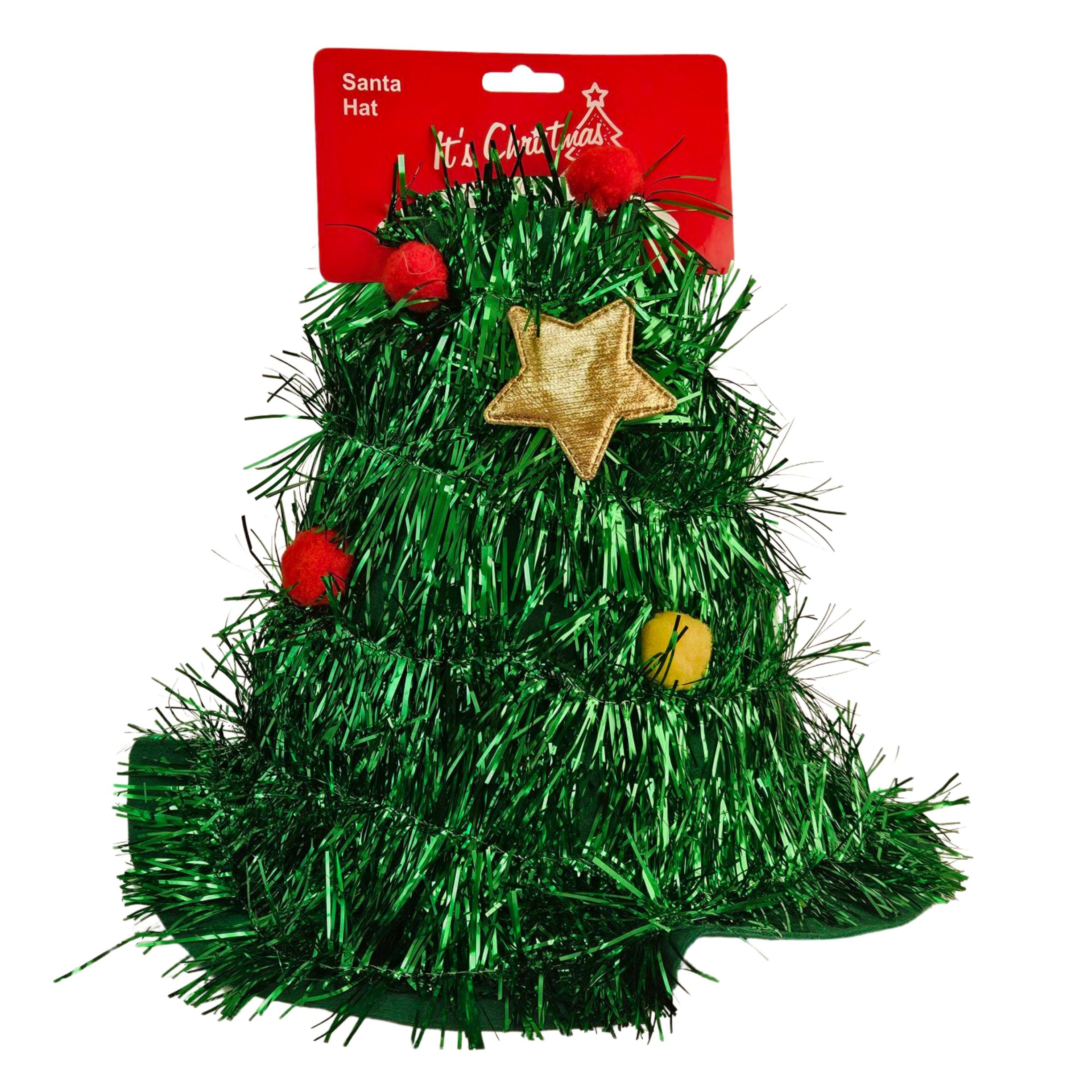 Tinsel & Ornaments – Christmas Tree Hat – 15" x 8"