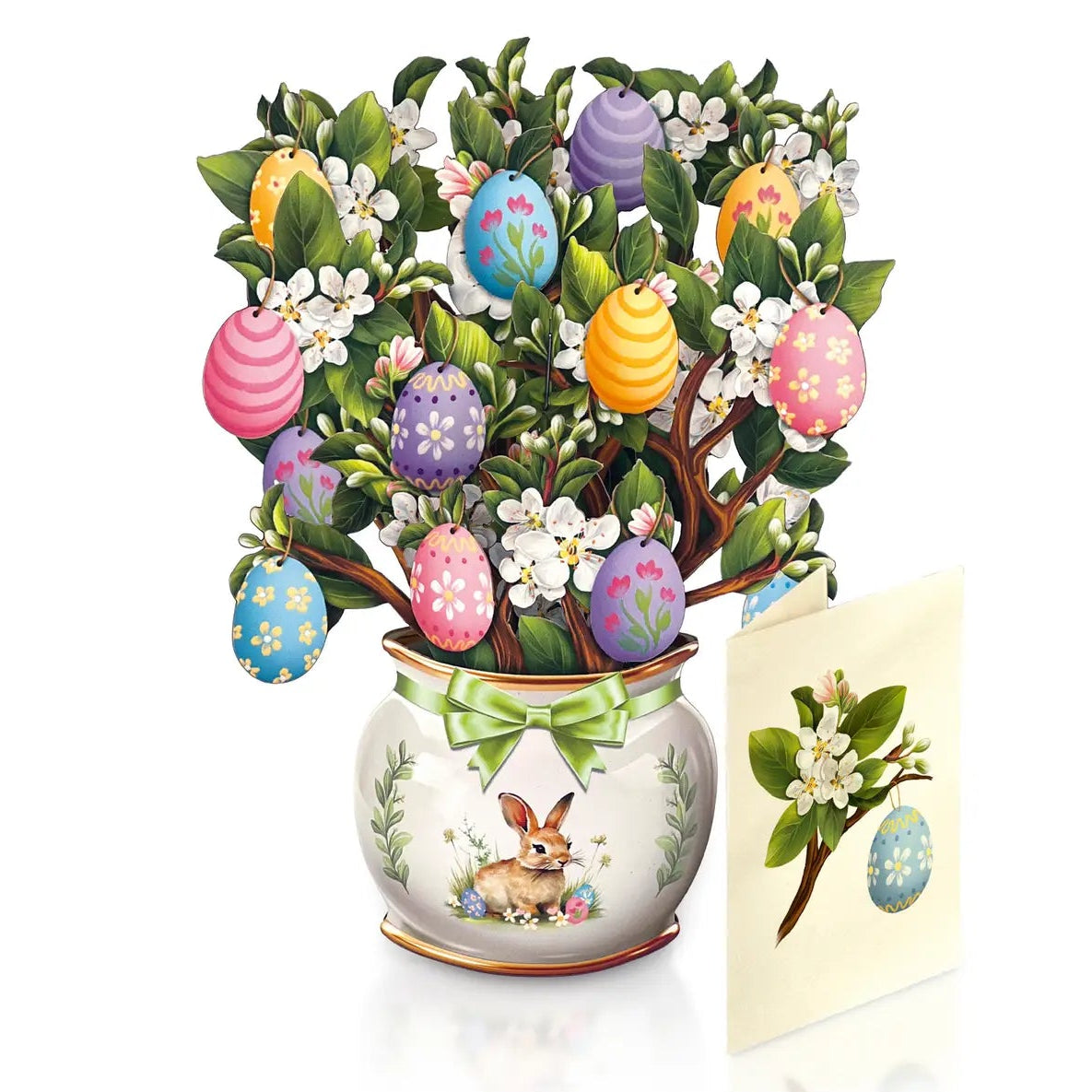 Fresh Cut Paper Mini 3D Pop Up Greeting Note Card –  Easter Egg Tree– 6" x 5"