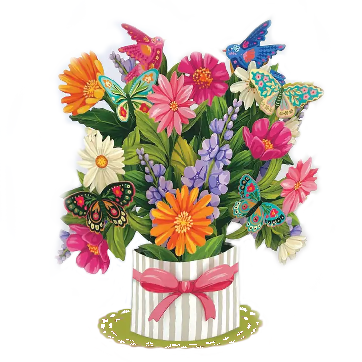 Fresh Cut Paper Mini 3D Pop Up Greeting Note Card –  Enchanted Garden – 6" x 5"