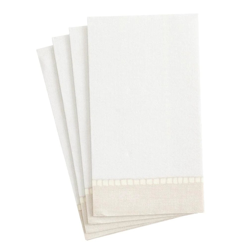 Caspari Linen Border Paper Linen Guest Towels – Natural- 12pk