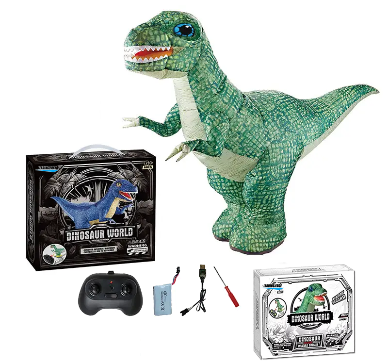 Remote Control Inflatable T-Rex Dinosaur Toy – 30" Tall – Blue/Green – Each Sold Separately
