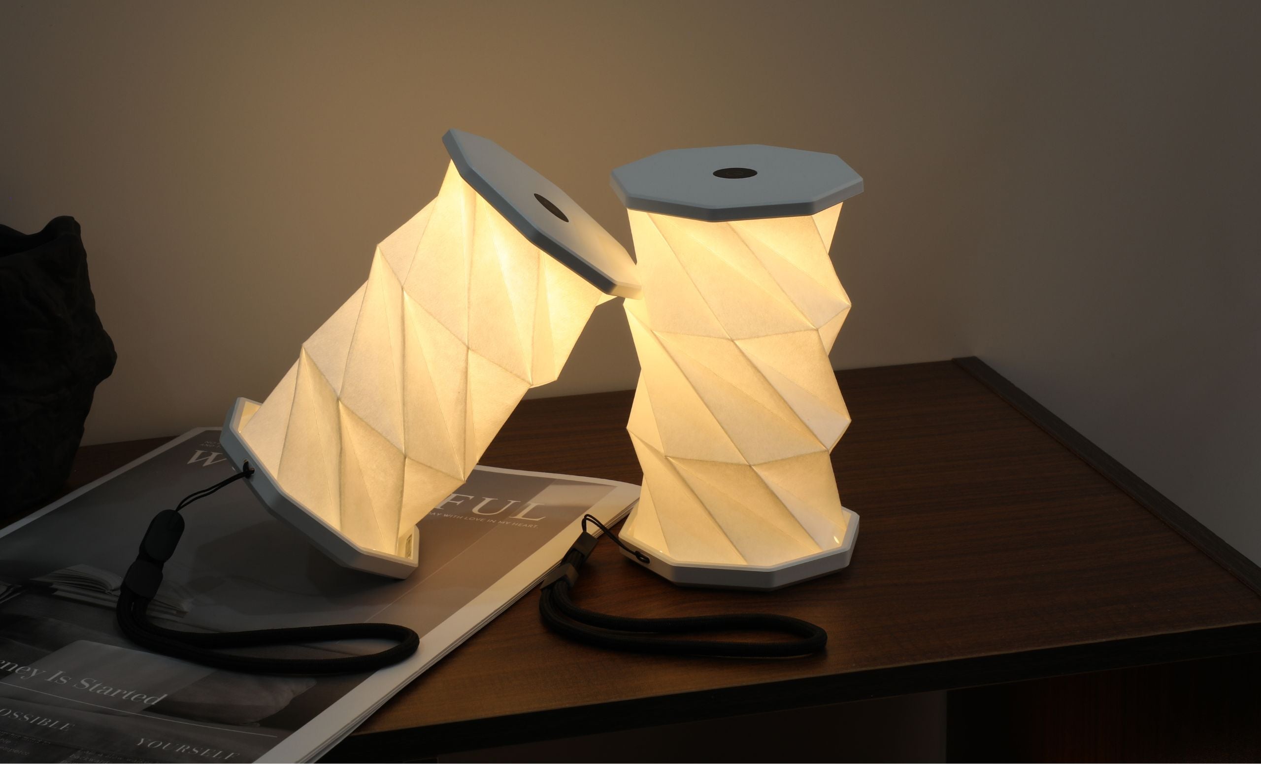 Gingko Folding Twist Mini Hexagon Lamp – Lagoon Teal – 3.25