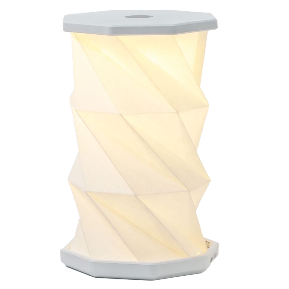Gingko Folding Twist Mini Hexagon Lamp – Lunar White – 3.25" x 6"