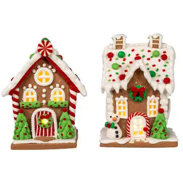 Red White & Green Led Gingerbread House – 5" – Assorted – Each Sold Separately