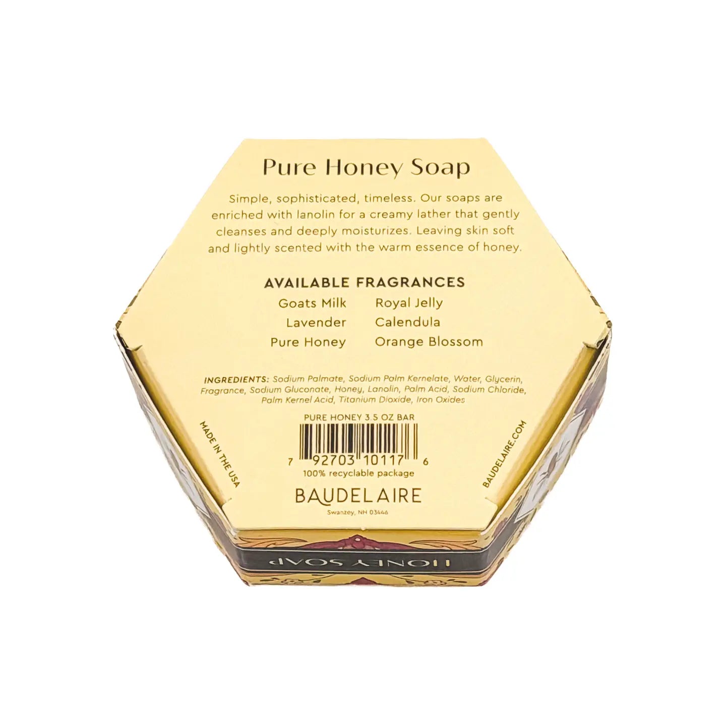 Baudelaire Pure Honey Bar Soap – 3.5oz