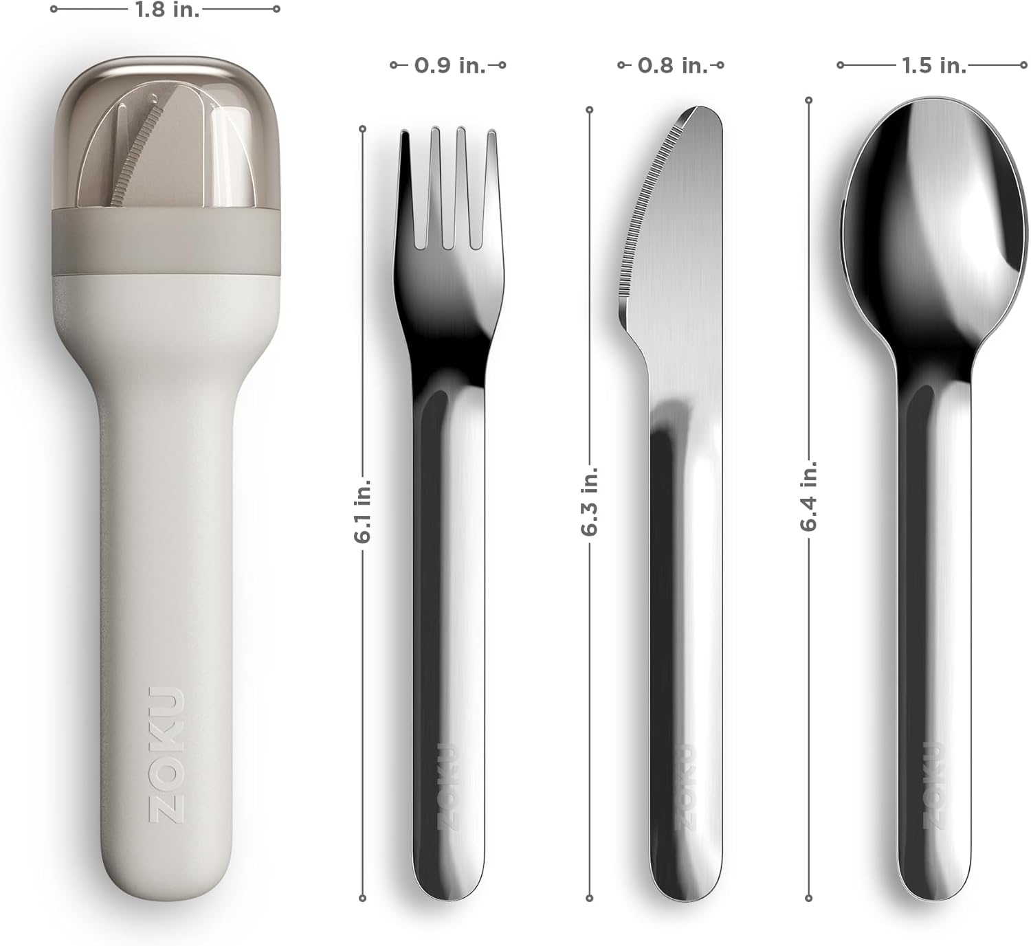 Zoku Pocket Stainless Steel 3pc. Utensil Set – Grey