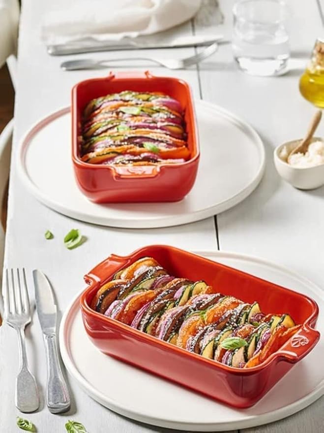 Peugeot Appolia Petite Rectangular Ceramic Baking Dish With Handles – 8.5" – Red