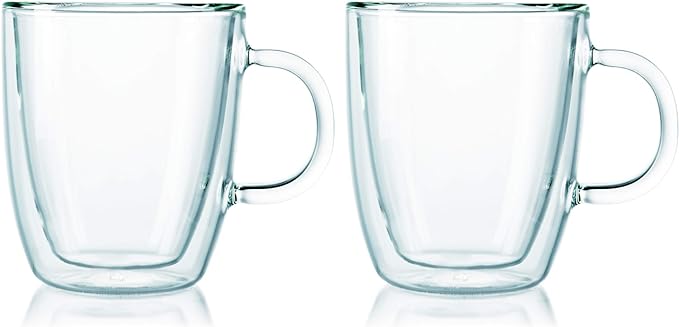 Bodum Bistro Double-Wall Insulated Glass Mug – 10 Oz. – Set of 2