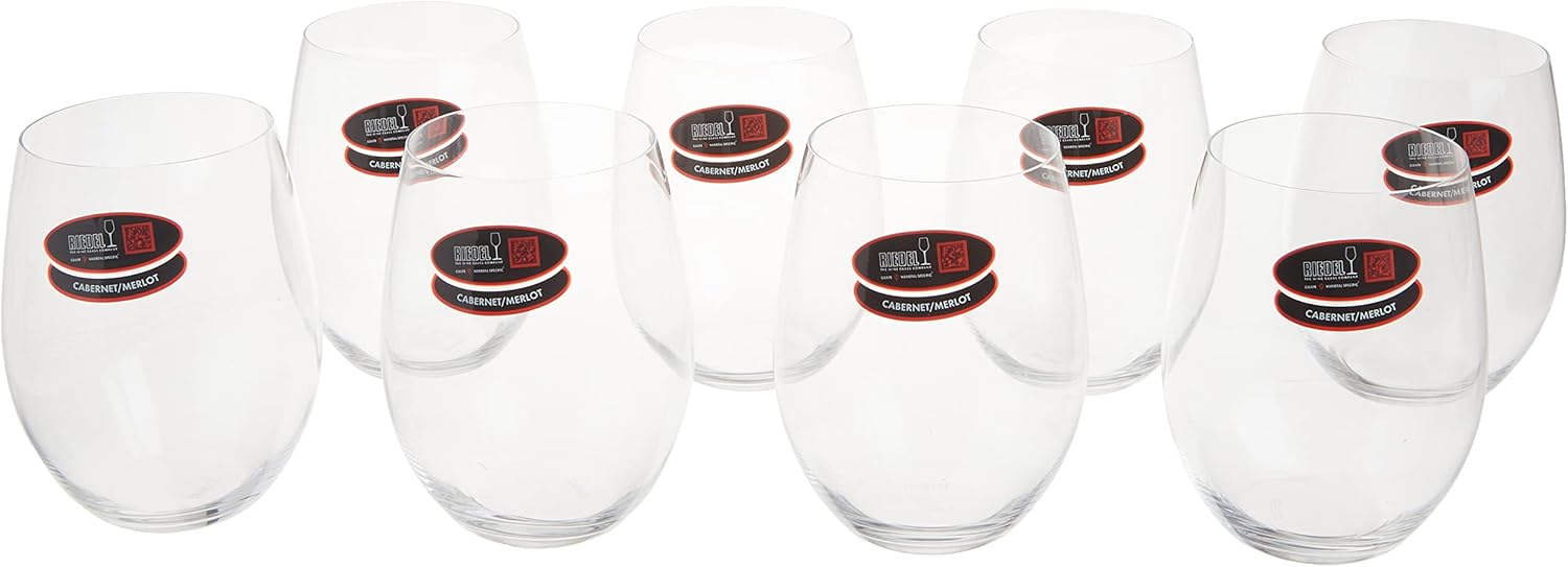 Riedel The O Stemless Cabernet/Merlot Wine Glasses – 21oz – 8 Glasses - Buy 6 - Get 2 Free