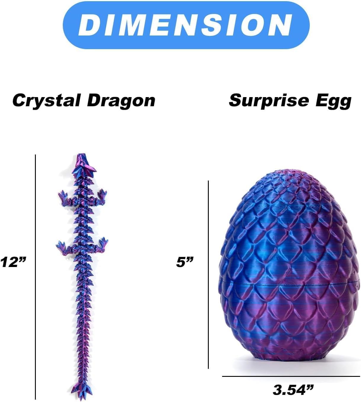 Incredible Dragon Eggz with Mystical 3D Printed Dragon Toy Inside – Assorted Colors