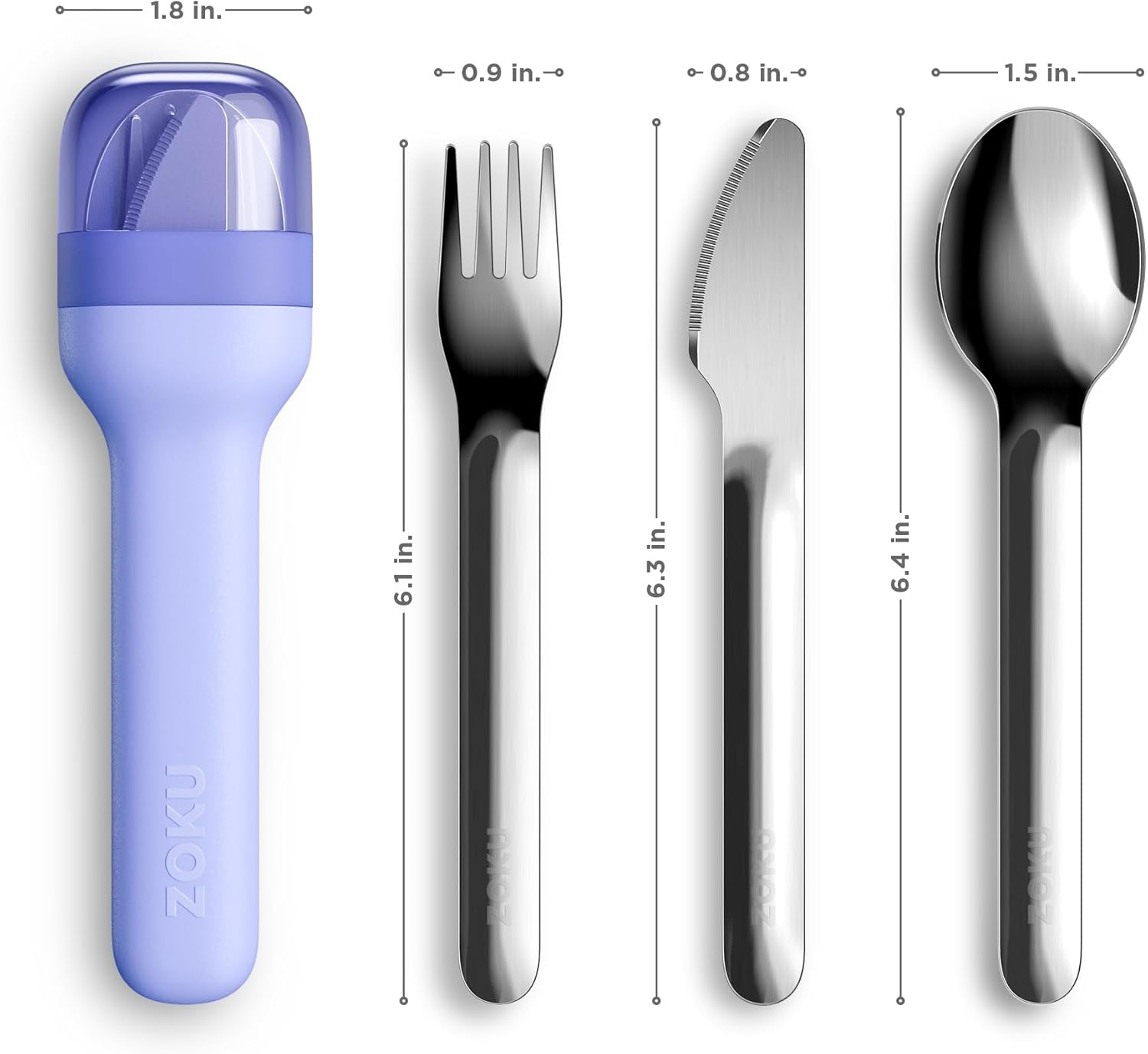 Zoku Pocket Stainless Steel 3pc. Utensil Set – Blue