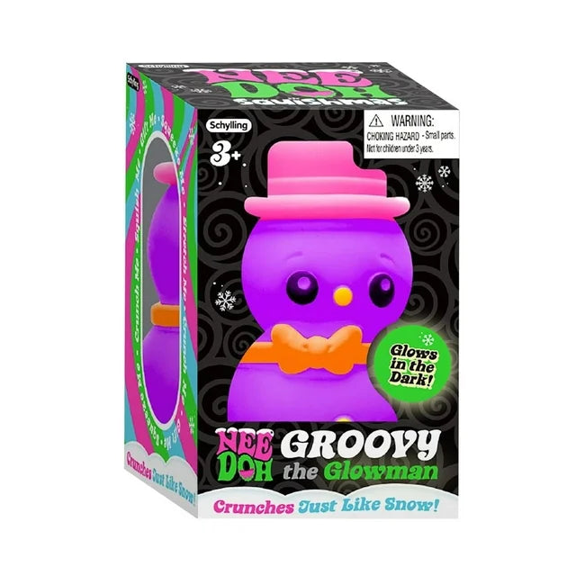 NeeDoh Squishmas Groovy The Glowman - Glows in the Dark Squishy Toy – Assorted Colors – Sold Individually