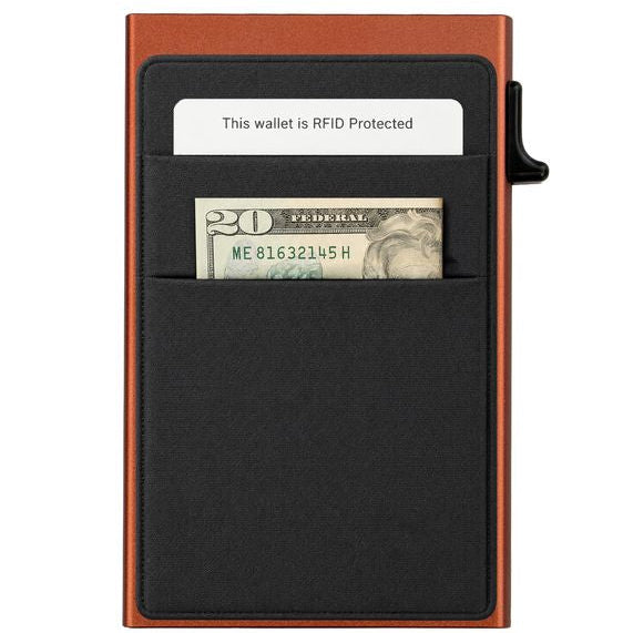 Garzini RFID-Protected MagSafe Metal 6 Card Holder With Removable Pocket – Orange