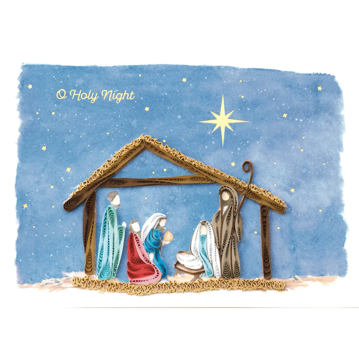 Design Design Handmade Christmas Greeting Card – Peaceful Manger  – 1 Card & 1 Envelope