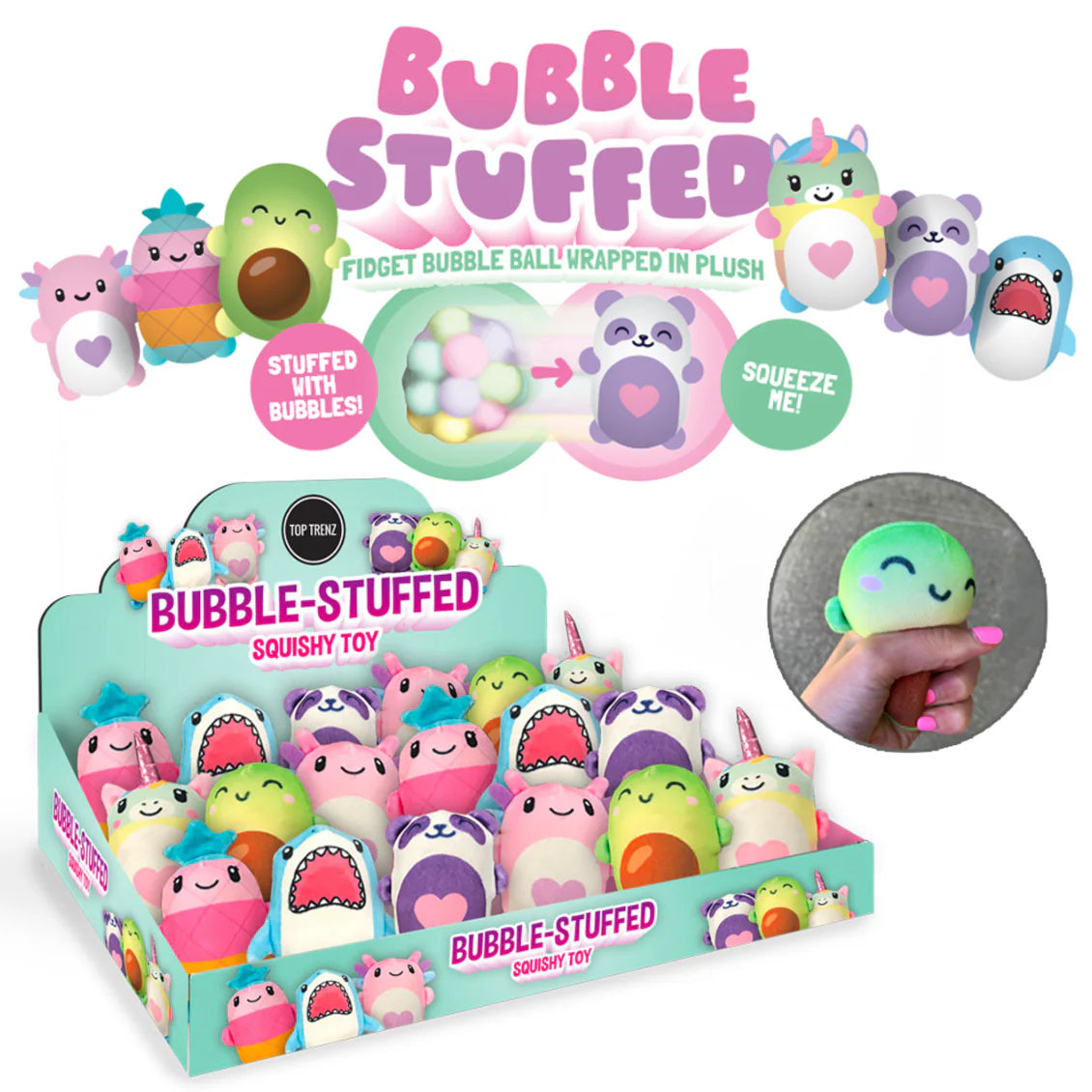 Bubble Stuffed Squishy Friends Toy – Assorted Colors – Sold Individually