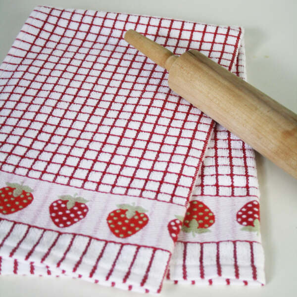 Samuel Lamont Poli Dri 100% Cotton Dish Towel – Strawberry – Pack of 3
