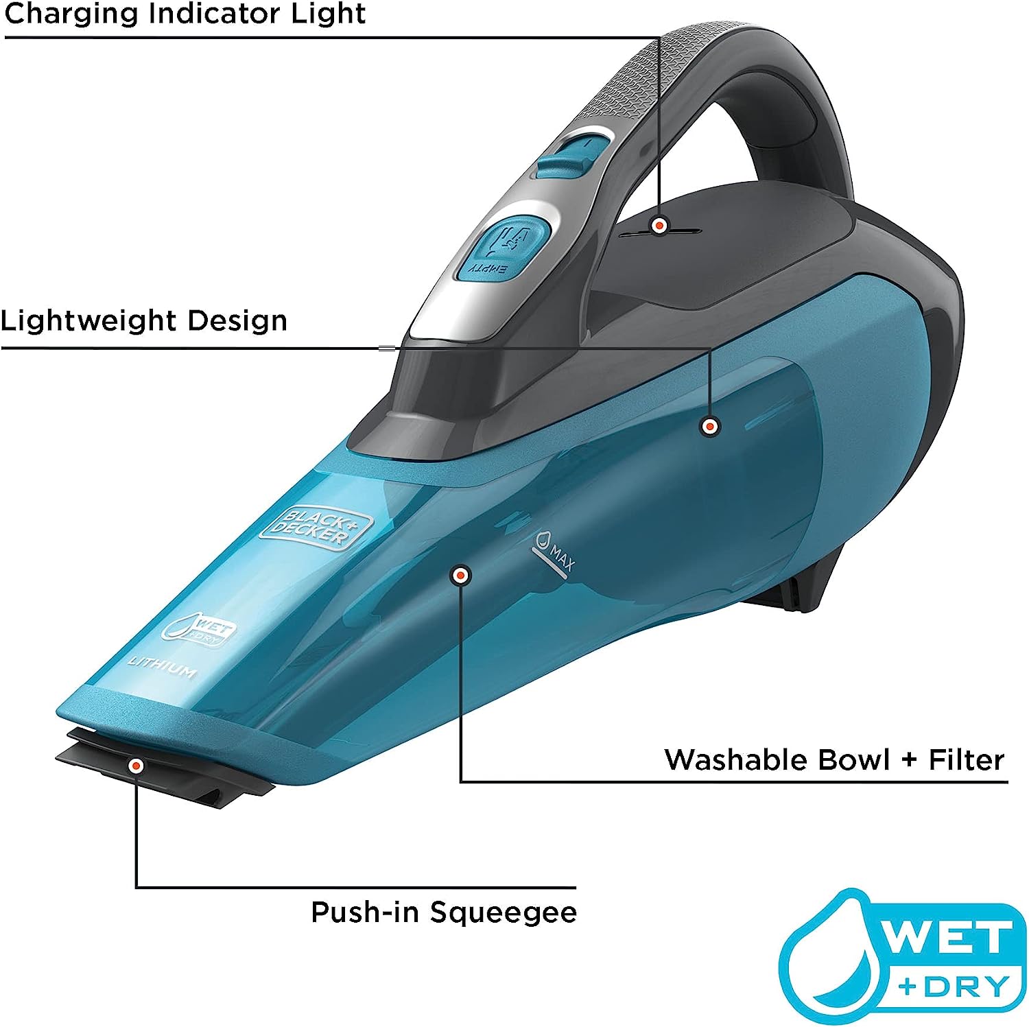 Black and Decker Dustbuster AdvancedClean Cordless Wet Dry Handheld Va