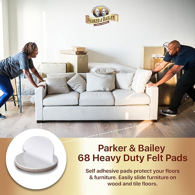 Parker & Bailey Heavy Duty Felt Pads Kit – Assorted Sizes – Value Pack of 68