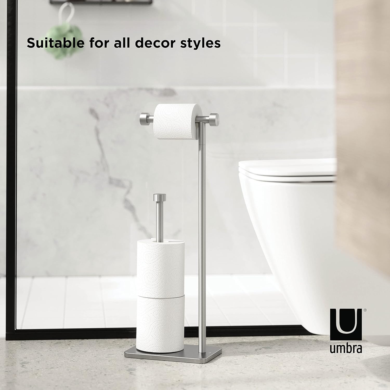 Umbra Cappa Toilet Paper Holder & Reserve Stand – Nickel