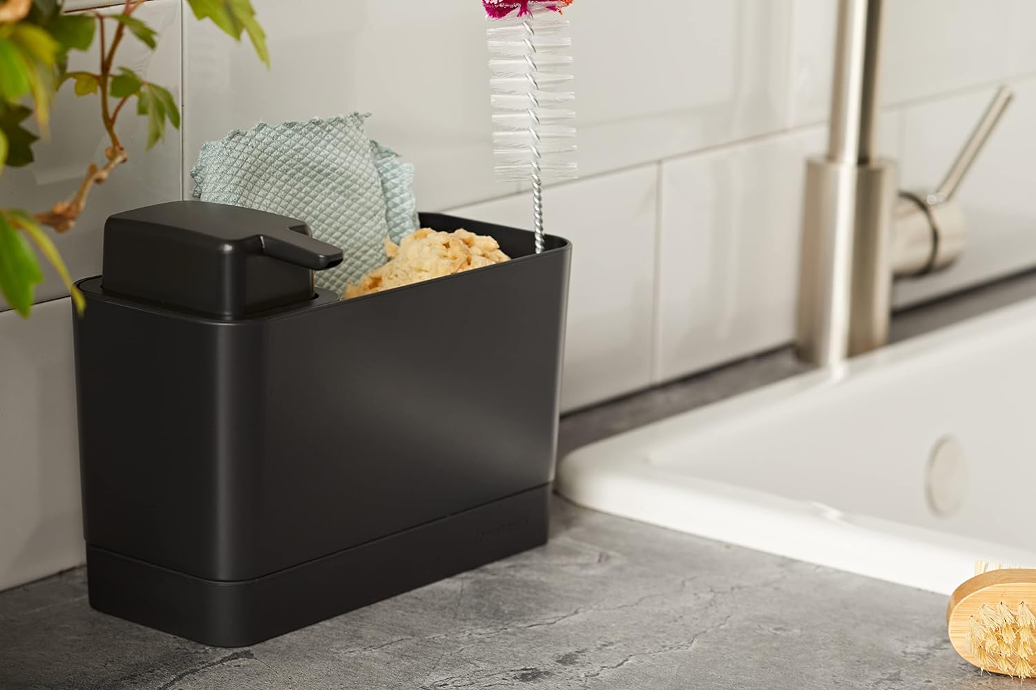 Brabantia Sink Organizer with Soap Pump Set – Dark Gray