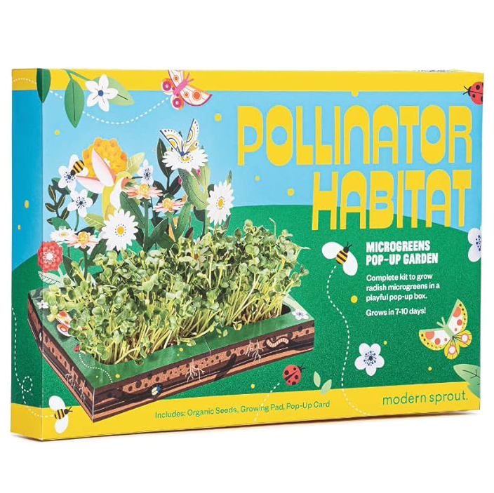 Modern Sprout Interactive Microgreens Garden Kit for Kids – Pollinator Habitat